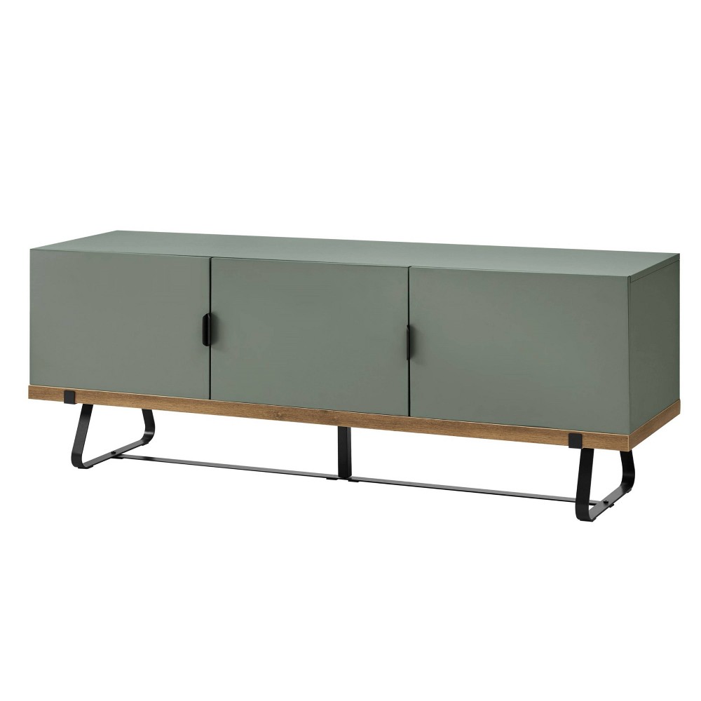 Photos - Display Cabinet / Bookcase miBasics Eliot Modern 3 Door TV Stand for TVs up to 65" Sage Green