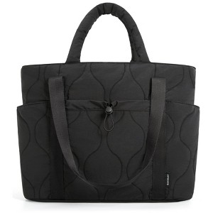 Puffer Tote Bag for Women, Quilted Travel Top Handle, Lightweight Shoulder Handbags - 1 of 4