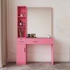 Barber Salon Station with Mirror, Wall Mount Hair Styling Salon Station with Hair Dryer Holders Open Shelves, Drawer, Beauty Spa Salon Equipment - 4 of 4