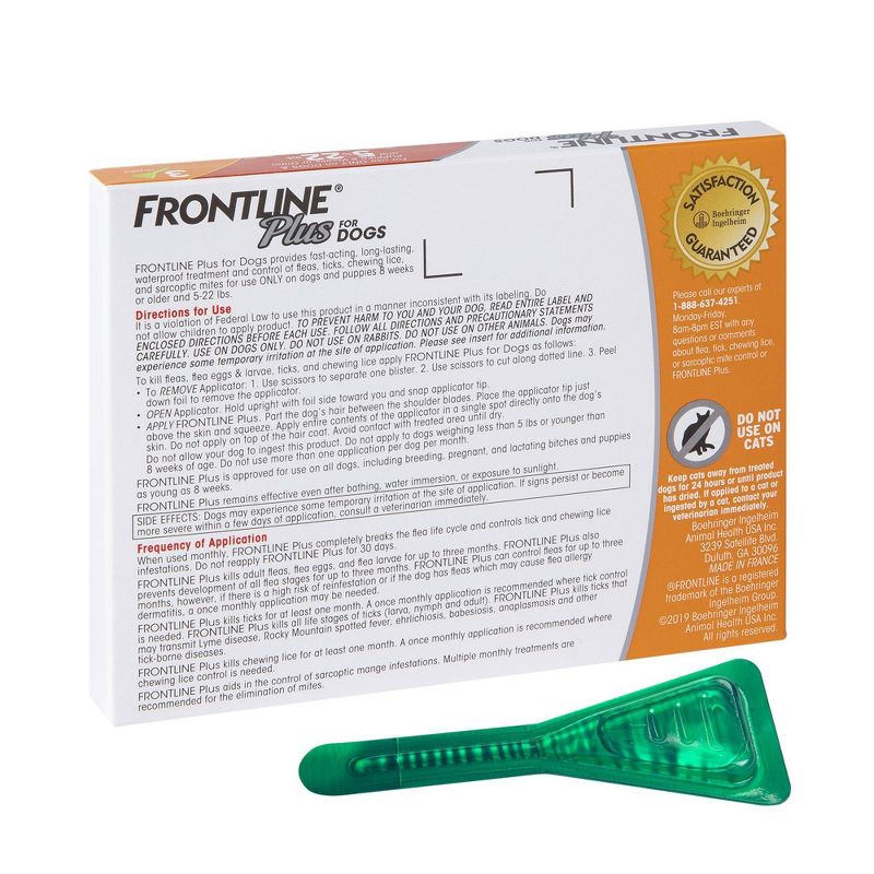 Frontline Plus Flea and Tick Treatment for Dogs - 3 doses, 3 of 9