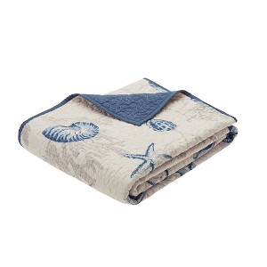 Gracie Mills Villanueva Coastal Charm Oversized Quilted Throw Blanket - Throw - Blue - 1 of 3