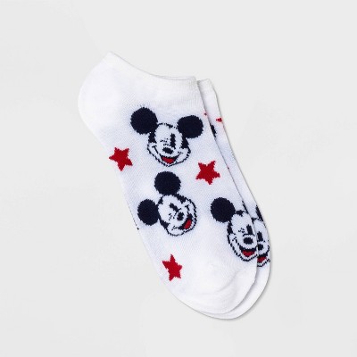 Women's Mickey Mouse Star No Show Socks - White 4-10