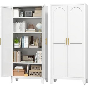 Zevemomo 70.87'' Tall Metal Pantry Cabinet with 2 Doors, with 4 Adjustable Shelves, Steel Cupboard for Kitchen, Pantry,Dining Room, Living Room,White - 1 of 4