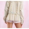 Women's Washed Out Denim Ruffle Blouse - Peach Love L - 2 of 3