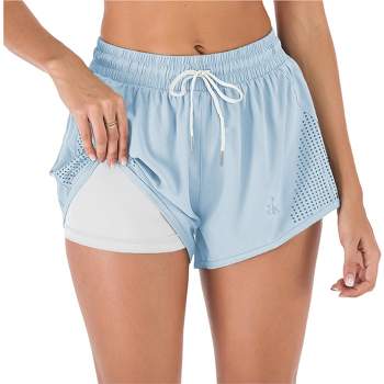 Anna-Kaci Women's Lazer Perforated Running Shorts Gym Athletic With Pockets Shorts
