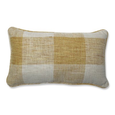 11.5"x18.5" Check Please Lumbar Throw Pillow Yellow - Pillow Perfect