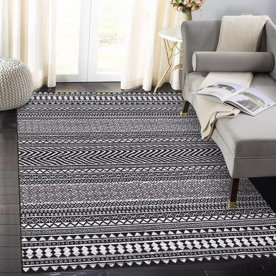 Coucheta Modern Geometric Area Rug Machine Washable Non-Slip Low Pile Carpet for Living Room Bedroom,  Multi-Color & Size