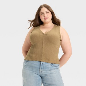 Women's Button-Front Knit Tank Top - Universal Thread™ - 1 of 3
