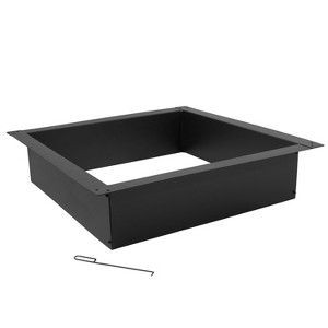 Sunnydaze Outdoor Heavy-Duty Steel Portable Above Ground or In-Ground Square Fire Pit Liner Ring - Black - 1 of 4