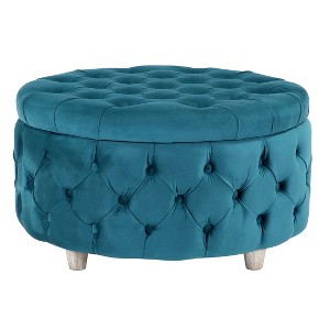 WestinTrends Round Velvet Tufted Storage Ottoman for Living Room Bedroom - 1 of 4