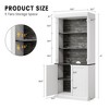 Tall Storage Bookcase with 3-Tier Open Shelves and Double Door, Roman Column Design and 4 Adjustable Lights, White - 2 of 4