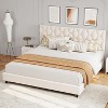 Grey/Beige/Pink Upholstered Platform Bed Frame with Height-Adjustable Fabric Headboard, Heavy-Duty Wood Slat Support, No Box Spring Needed - 3 of 4