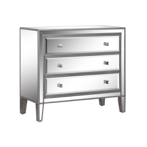 Lauren Mirrored 3 Drawer Chest Silver Treasure Trove Target