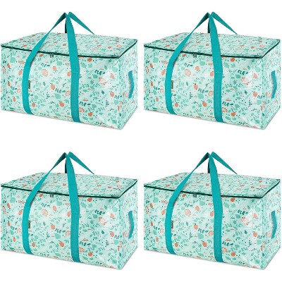 4-Pack Oversized Moving Bags with Reinforced Handles, Heavy-Duty Storage Tote for Clothes, Moving Supplies (Light Green)