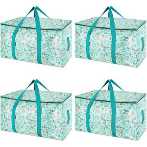 4-Pack Oversized Moving Bags with Reinforced Handles, Heavy-Duty Storage Tote for Clothes, Moving Supplies (Light Green) - 1 of 1