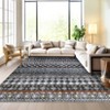 COZONY Vintage Geometric Area Rug Runner, Low Pile Washable Carpet Mat with Non Slip Backing - 2 of 4