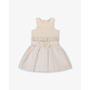 Deux par Deux Girl Bi-Material Belted Dress Beiges - 1 of 4