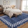 Large Dining Room Rugs 10x13 Scalloped Modern Floor Carpet with Non-Slip Backing, Washable Border Accent Rugs, Foldable Geometric Indoor Mat - 2 of 4