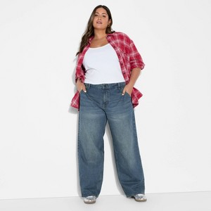 Women's 90's Mid-Rise Relaxed Straight Jeans - Wild Fable™ - 1 of 3