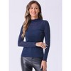 INSPIRE CHIC Women's Mesh Glitter Shiny Mock Turtleneck Long Sleeve Slim Party Shirts - 2 of 4
