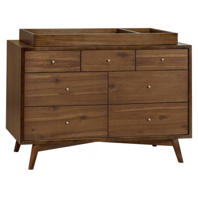 Natural Walnut Mid-Century 7-Drawer Double Dresser