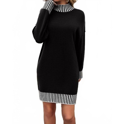 Women's Turtleneck Pullover Sweater Dress - 1 the Woman