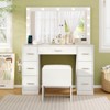 Costway Vanity Desk with Mirror and Lights Storage Stool Power Outlets 3 Lighting Colors - 4 of 4