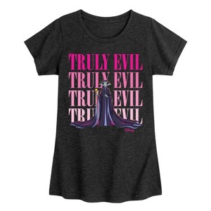 Girls' - Disney - Villains Maleficent Truly Evil Stacked Fitted Short Sleeve Graphic T-Shirt - 1 of 4