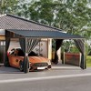 FUFU&GAGA Modern Wall Outdoor Patio Gazebo with Galvanized Steel Hardtop Aluminum Frame, Removable Curtains & Deep Gray Mosquito Netting - 3 of 4