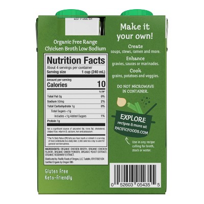 Pacific Foods Gluten Free Organic Low Sodium Free Range Chicken Broth - 32 fl oz/4ct