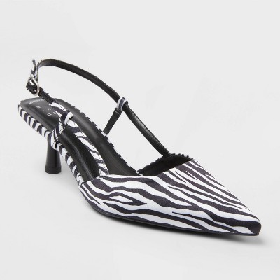 Women's Annette Slingback Kitten Heels with Memory Foam Insole - A New Day™ White