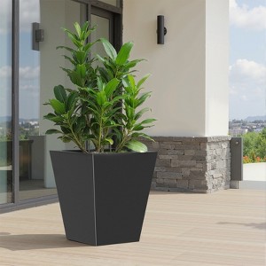 Spassway Indoor Outdoor Geometric Metal Planter Pot Planter Box Patio Garden Bed Black - 1 of 4