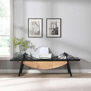 GDFStudio Daxen 70.9" Modern Wooden and Metal Sailboat-Shaped TV Stand with Hidden Drawer - 1 of 4