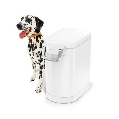 Medium White Steel Airtight Pet Food Storage Container with Scoop