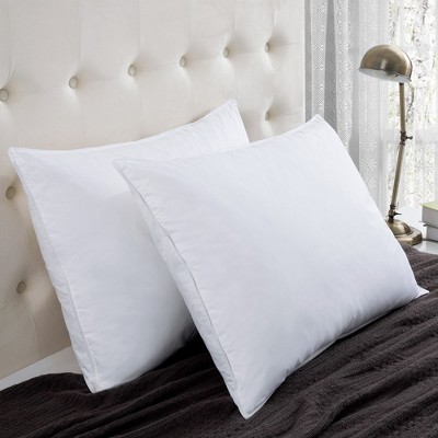 White Gusseted Goose Down Feather Pillows Set of 2