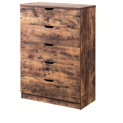 NicBex  5 Drawers Dresser for Bedroom,Modern Style Wooden Drawers with Cutout Handle,Dressers for Kids Room,Living Room,Entry and Hallway