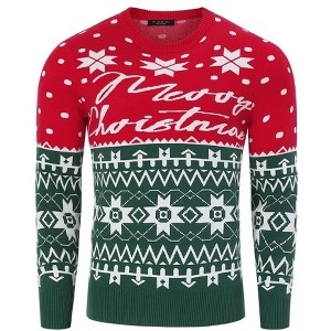 Ugly Christmas Sweaters for Men Long Sleeve Crew Neck Knitted Pullover Snowflakes Print Knitwear - 1 of 4