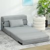 HOMCOM Folding Sofa Bed, Sleeper Chair Bed with Pillow, Modern Linen Convertible Futon Couch, Light Gray - 2 of 4