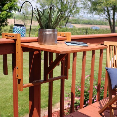 Sunnydaze Brown Meranti Wood Folding Balcony Table