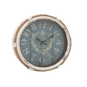 Metal Wall Clock with Rope Accents - Olivia & May - 1 of 4