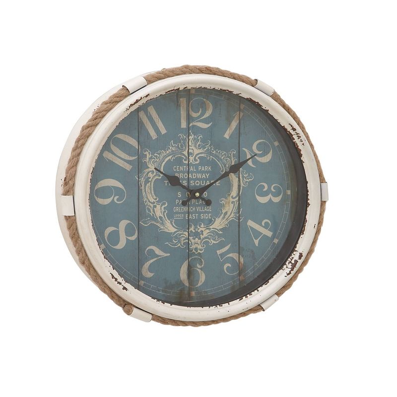 Metal Wall Clock with Rope Accents - Olivia & May, 1 of 17