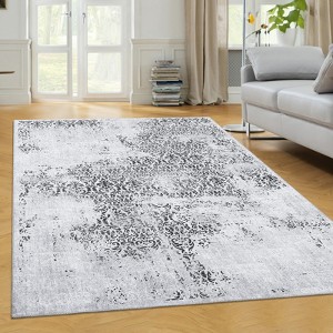 Washable Area Rug, Vintage Distressed Accent Rugs, Non-Slip Indoor Front Door Mat, Low-Pile Stain Resistant Kitchen Rug, Room Decor Carpet - 1 of 4