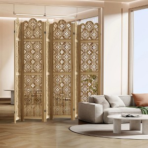 Spassway Rustic Folding Wood Room Divider Vintage Freestand Privacy Screen for Room Seperation Living Room Bedroom Office Room - 1 of 4