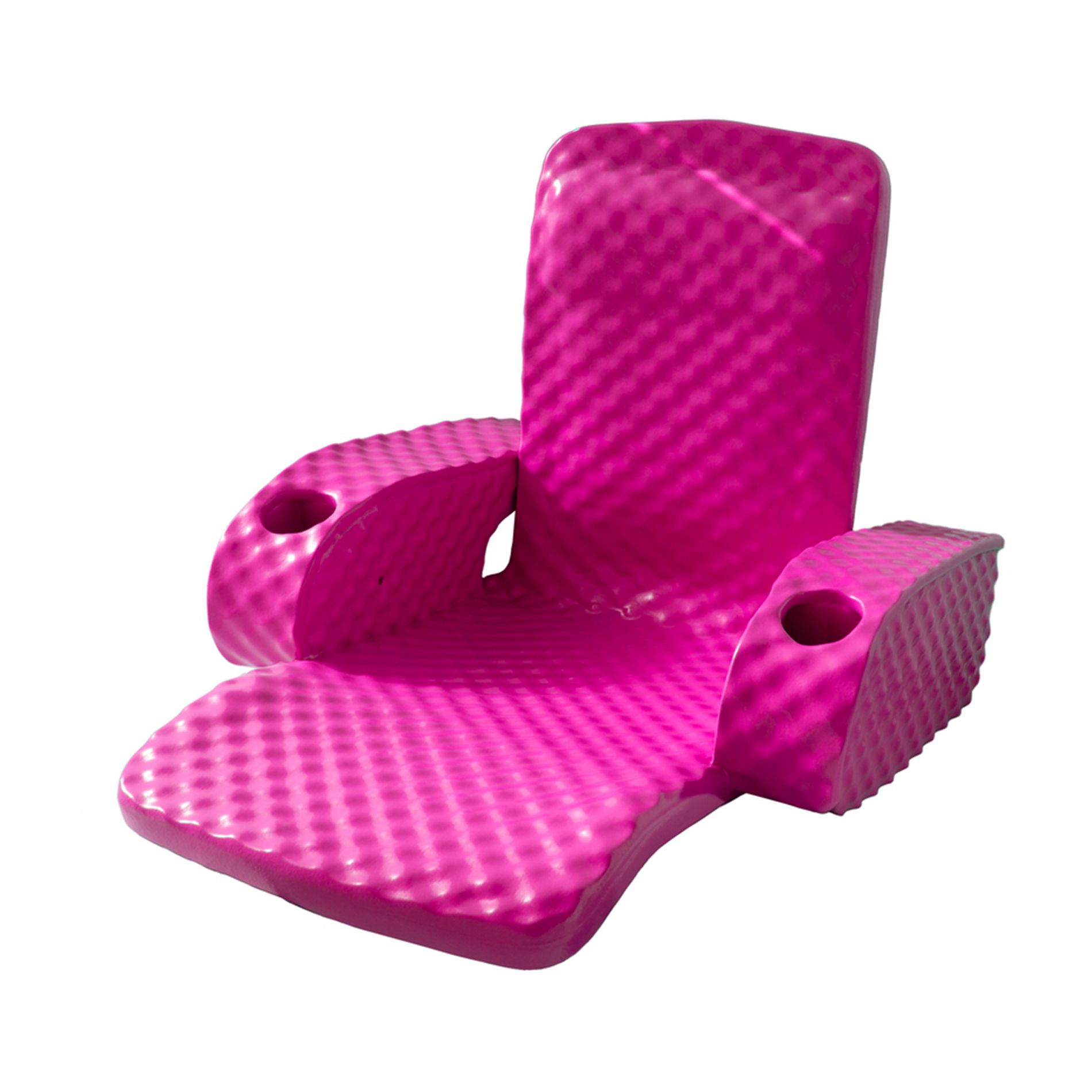 TRC Recreation Folding Baja Chair Foam Swimming Pool Float, Portable Super Soft Floating Lounger with 2 Cup Holders for Beach Essentials, Pink