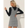 Allegra K Women's V Neck Gingham Check Pinafore Overalls Suspenders Plaid Print Dress - 4 of 4