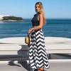 Women's High Neck Navy Tank Chevron Skirt Maxi Dress -Cupshe - 2 of 4