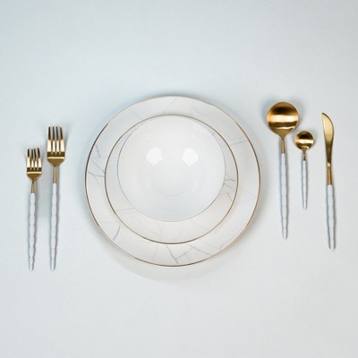 Ozarke Miguel Marble Design Plates Set - Marble White