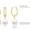 14K Gold Pearl Huggie Hoop Earrings | Hypoallergenic Dainty Wedding Gift - 4 of 4