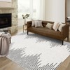 Non Slip Backing 9x12 Machine Washable Area Rug Modern Minimalistic Striped Low Pile Rug Stripe Geometric Foldable Large Carpet for Bedroom - 2 of 4