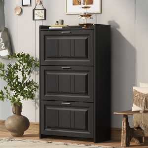 27.6"Shoe Storage Cabinet for Entryway with 3 Flip Drawers, Modern Shoe Organizer Cabinet,White - 1 of 4